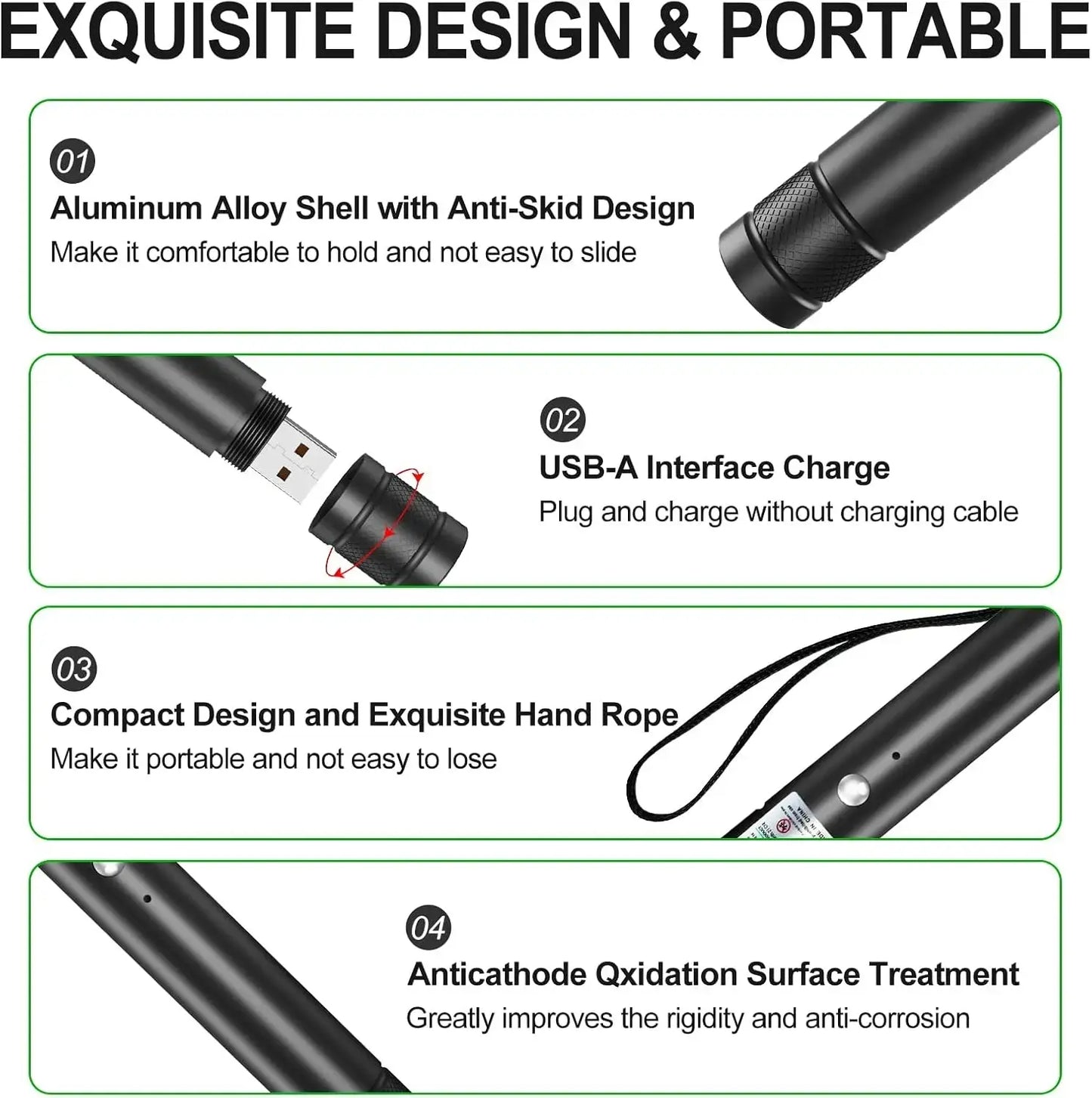 Rechargeable Green Laser Pointer/ Line Light Flashlight Long Distance Range for TV/LED/LCD Screens Flashlights Presentation, Laser Pointer Toy，Office / Outdoors / Cat/Astronomic / Construction Pet Supplies Cat Toy Petlovers