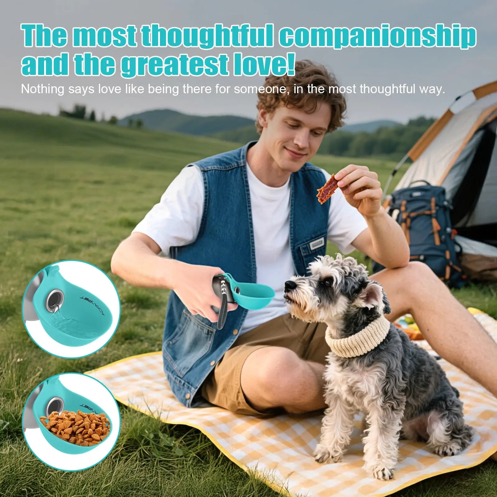 Lumikata 2-in-1 Portable Dog Water Tumbler with Silicone Bowl - 10oz Stainless Steel Leak-Proof Water Bottle for On-the-Go Hydration