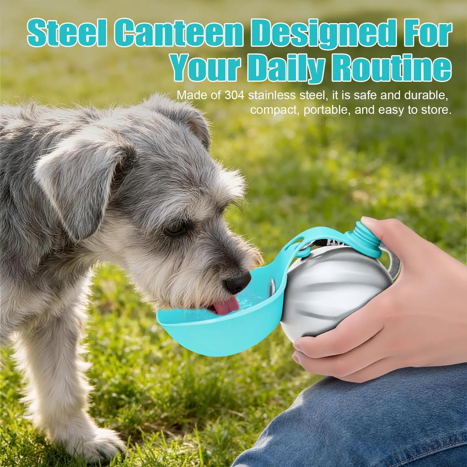 Lumikata 2-in-1 Portable Dog Water Tumbler with Silicone Bowl - 10oz Stainless Steel Leak-Proof Water Bottle for On-the-Go Hydration